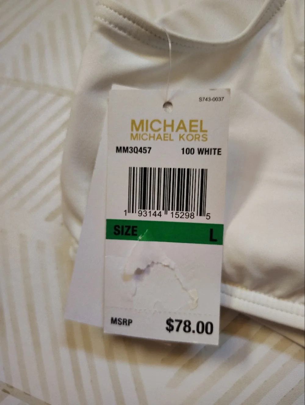 Nwt Michael Kors White Lace-Up Bikini Top‎ Large